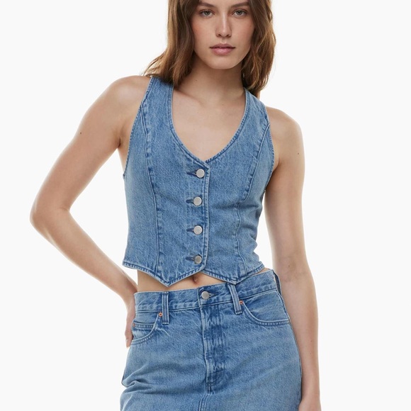 Aritzia Tops - Aritzia Light Blue Denim Button-Front Vest